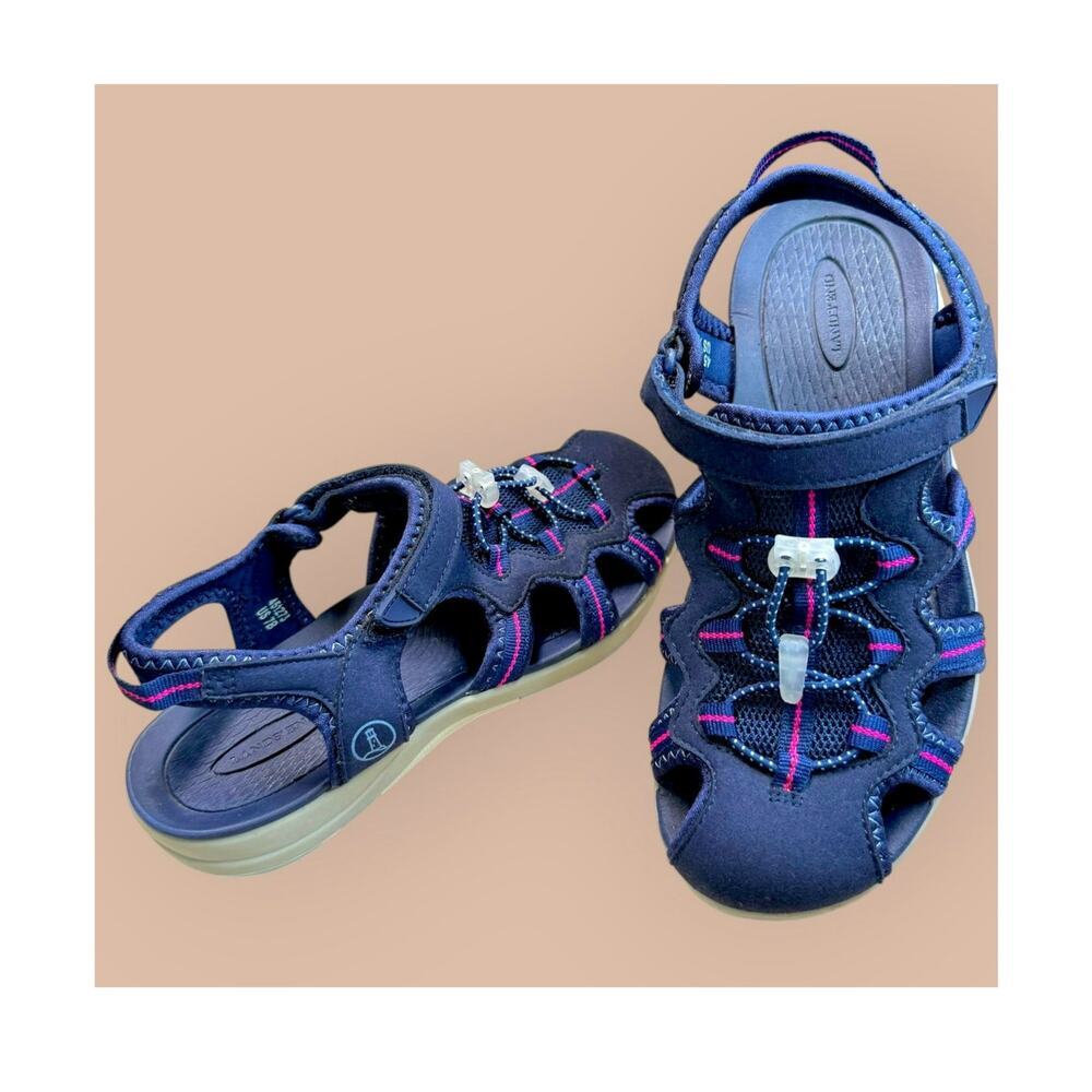 Lands' End All Weather Womens 7B Water Hiking Sports Sandals Navy Closed Toe